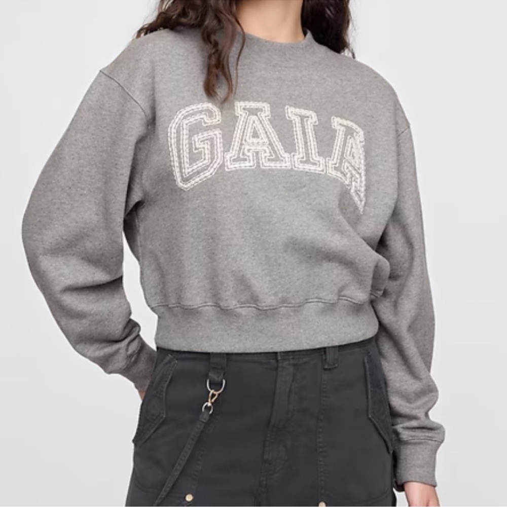 Gap x Cult Gaia Cropped Logo Sweatshirt heather grey small